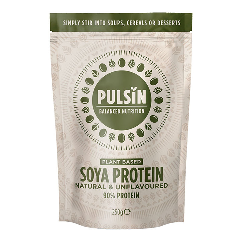 Pulsin soya protein powder unflavoured 250g, imported from the UK