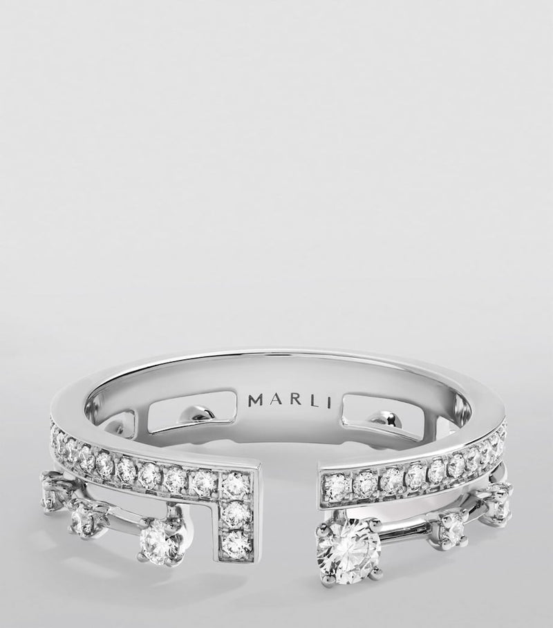 MARLI New York diamond index ring white gold size 7.5, imported from the UK