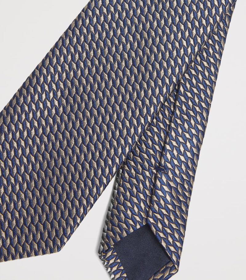 Giorgio Armani men's silk diamond jacquard tie, 7cm width, UK version