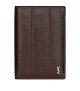 Harrods Saint Laurent Leather Monogram Passport Holder- Buy online at McGrocer