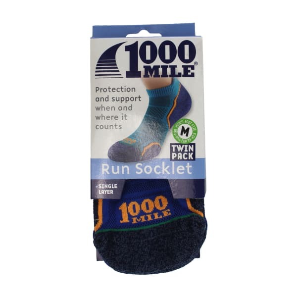 1000 Mile Men's Run Socklet Twin Pack, UK version