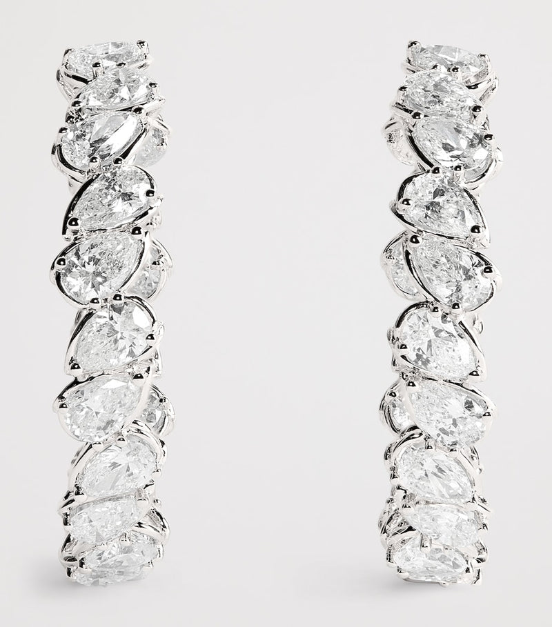 Harrods white gold diamond hoop earrings 9.50ct (British brand)
