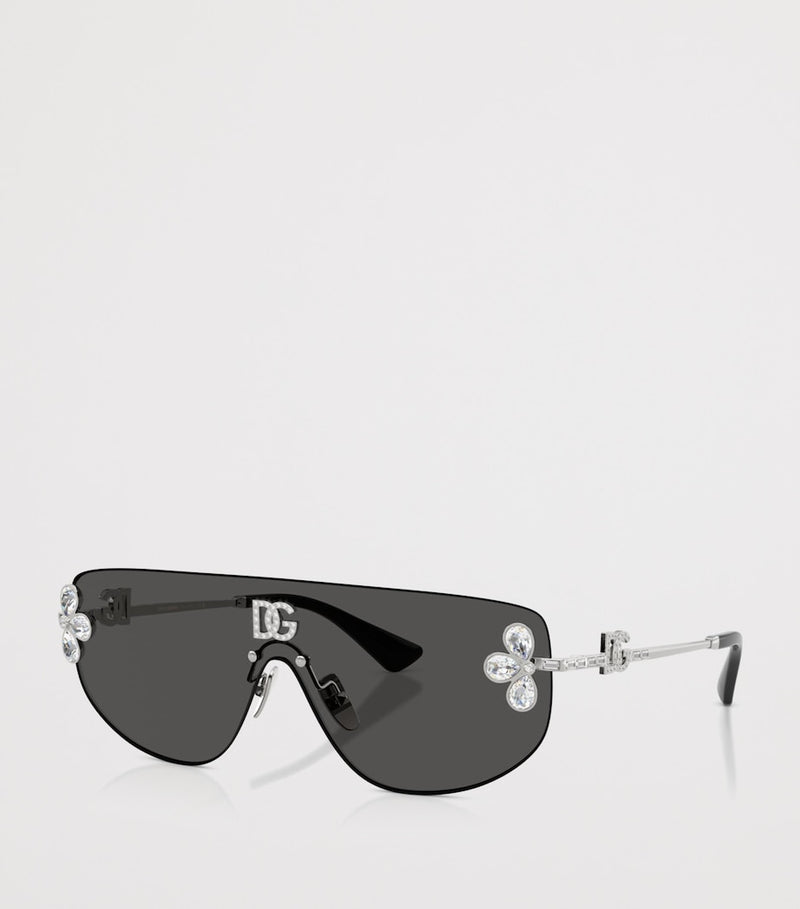 Dolce&Gabbana crystal-embellished visor sunglasses rectangular (British brand)
