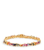 Suzanne Kalan Bold rose gold rainbow sapphire tennis bracelet 18cm (British brand)