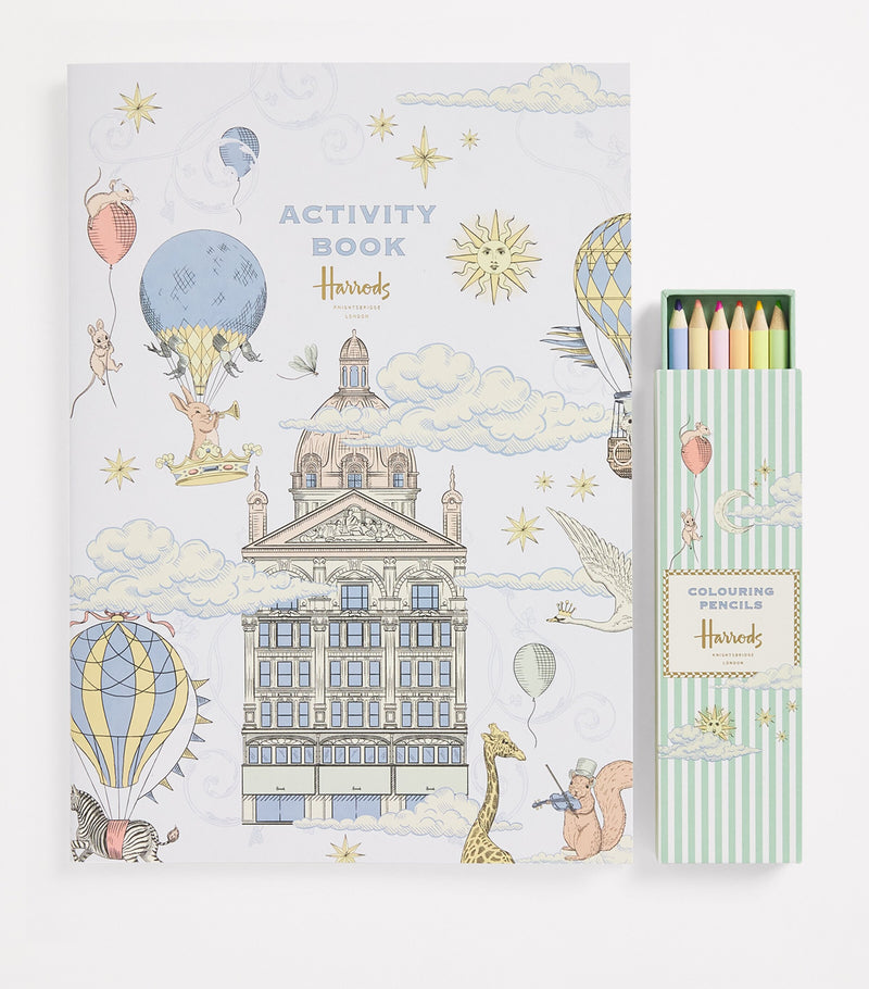 Harrods activity book with stickers and pencils, UK version
