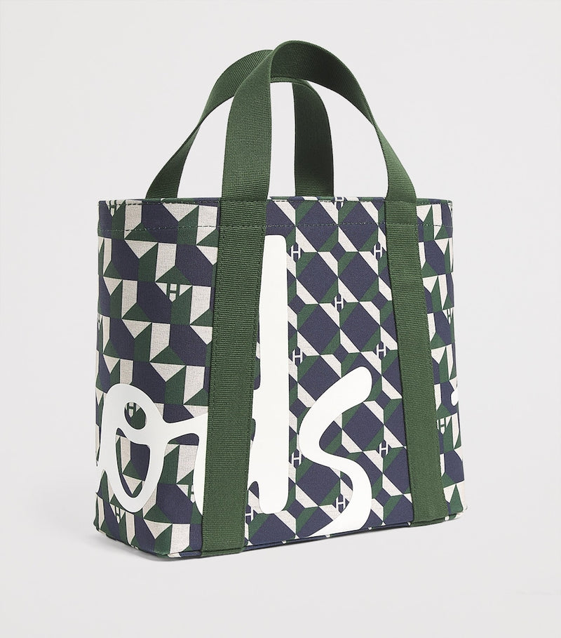Harrods mini cotton geometric logo tote bag, UK version