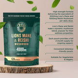 Wiseshrooms Lions Mane and Reishi mushroom supplement 120 capsules, UK version