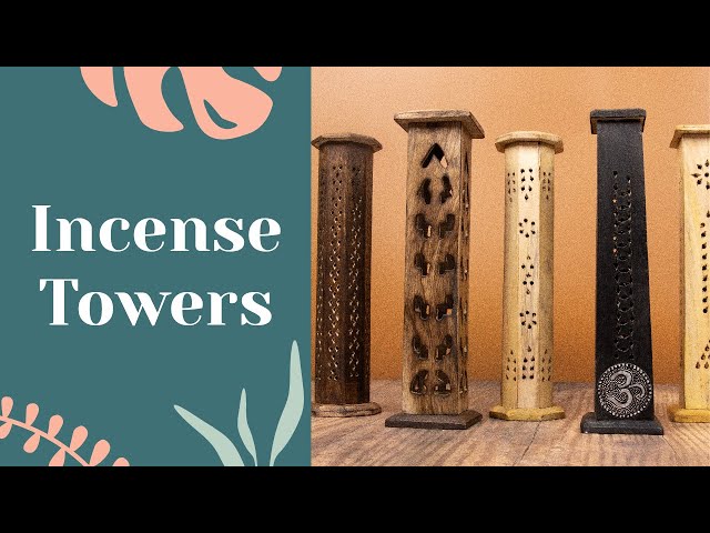 Myga Incense Tower Carved Wood, imported from the UK