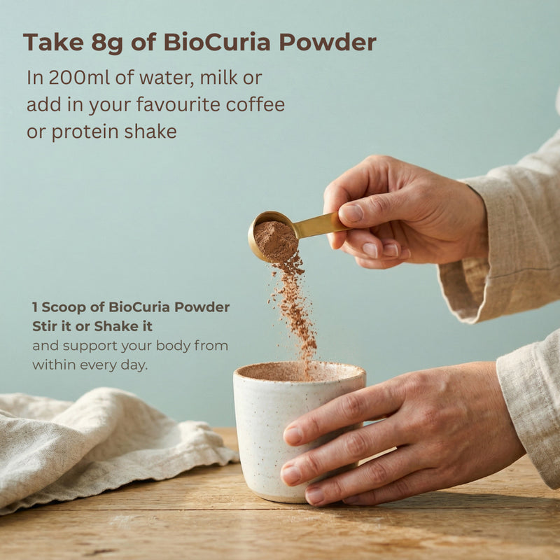 Bionutrica BioCuria mushroom coffee supplement 240g, imported from the UK