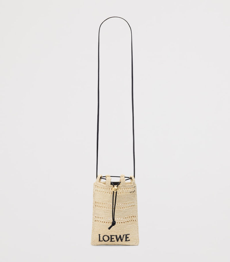 LOEWE raffia drawstring pocket bag, imported from the UK