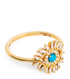 Suzanne Kalan Mini Evil Eye Ring yellow gold turquoise size 6 (British brand)