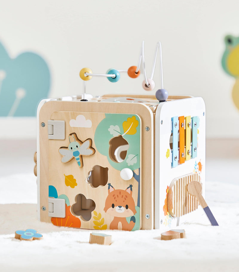 Janod wooden multi-activity cube, imported from the UK