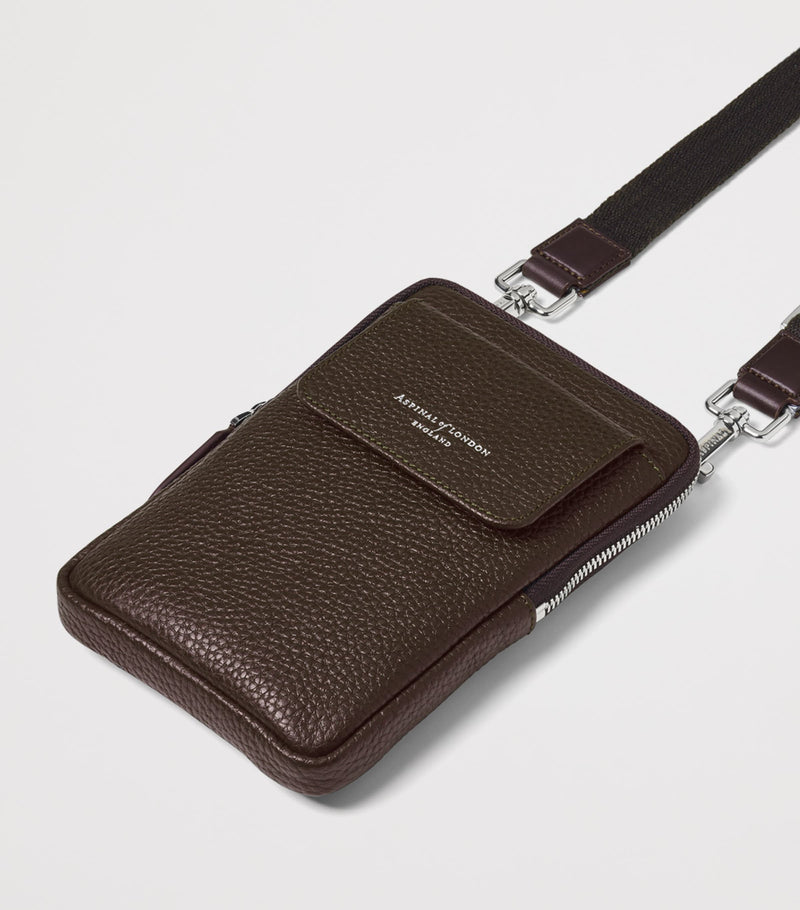 Aspinal of London leather reporter cross-body phone pouch (British brand)