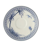 Gien ceramic teacup and saucer blue-and-white transferware, UK version