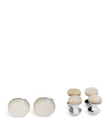 Harrods Tateossian Thompson Mother-Of-Pearl Woven Round Cufflinks and Studs Set- Buy online at McGrocer
