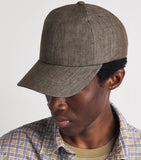 Sunspel linen cap adjustable strap embroidered eyelets, UK version
