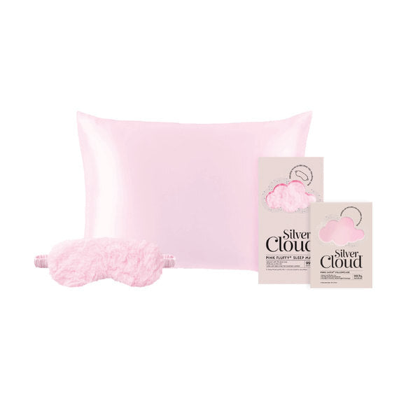 Silver Cloud pink eye mask and standard size pillowcase (British brand)