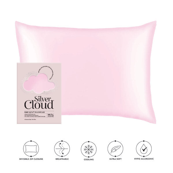 Silver Cloud pink eye mask and standard size pillowcase (British brand)