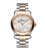 Harrods Chopard Happy Sport Stainless Steel Rose Gold Diamond Watch 36mm- Buy online at McGrocer
