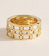 Harrods Suzanne Kalan Yellow Gold and Diamond Inlay Triple Eternity Ring- Buy online at McGrocer