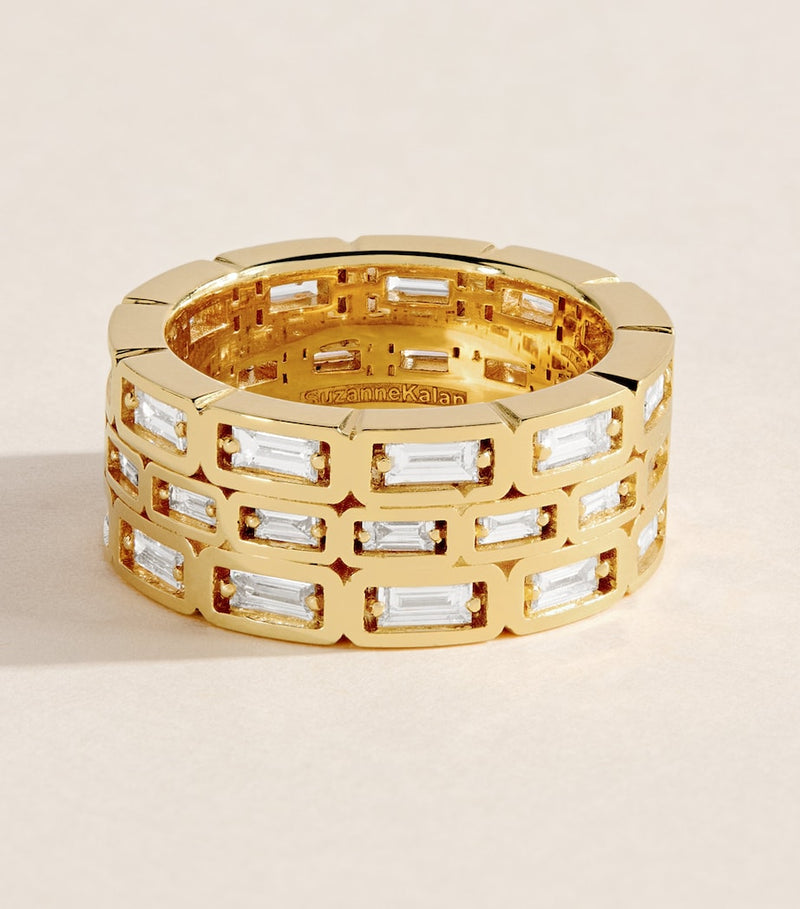 Suzanne Kalan triple eternity ring with baguette diamonds, UK version