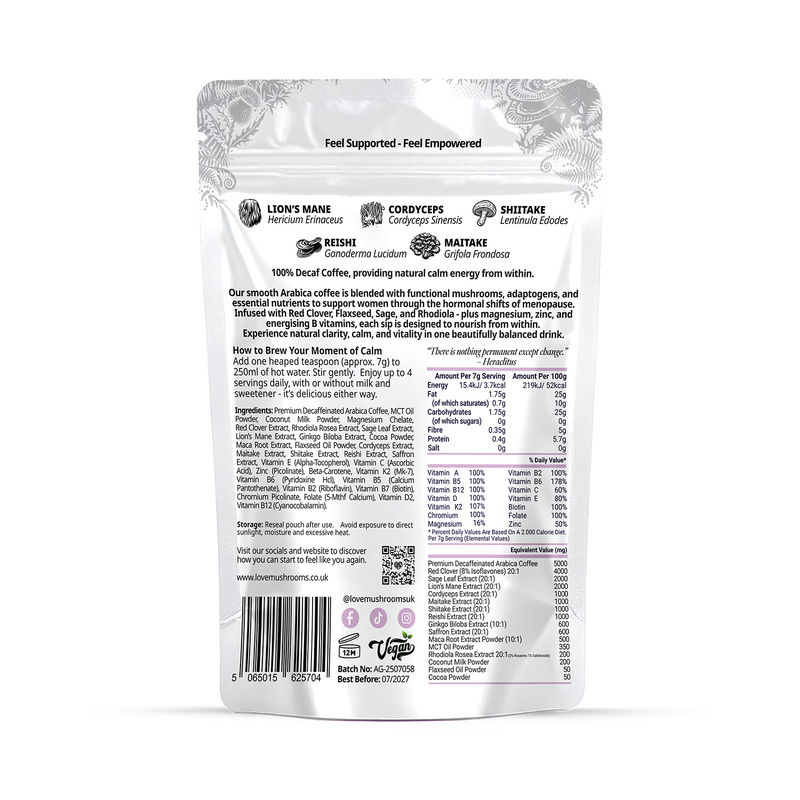Love Mushrooms Empower decaf coffee 150g, UK version