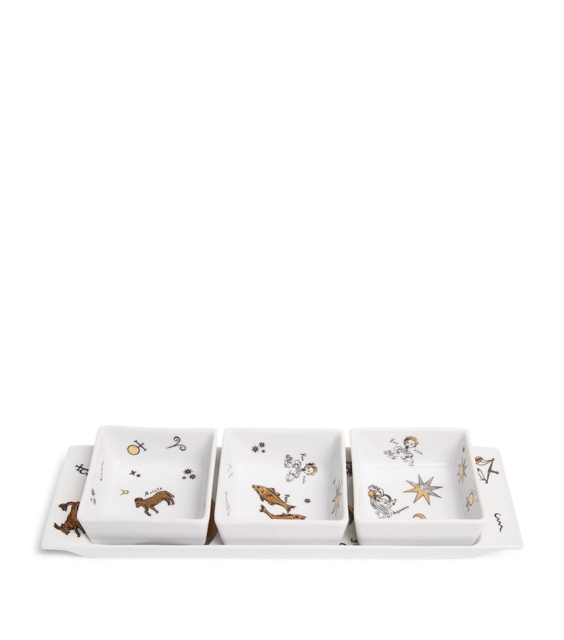 Fornasetti porcelain appetizer set zodiac design, imported from the UK