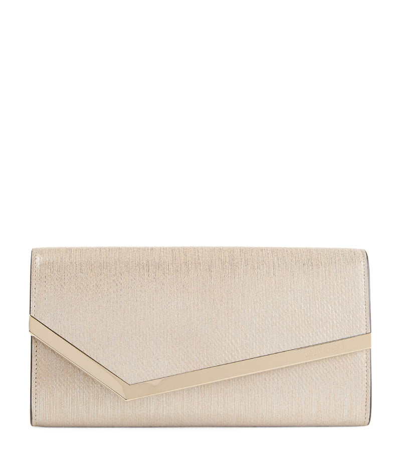 Jimmy Choo Emmie leather clutch bag, imported from the UK