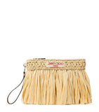 Jimmy Choo raffia flat pouch with wrist strap, UK version