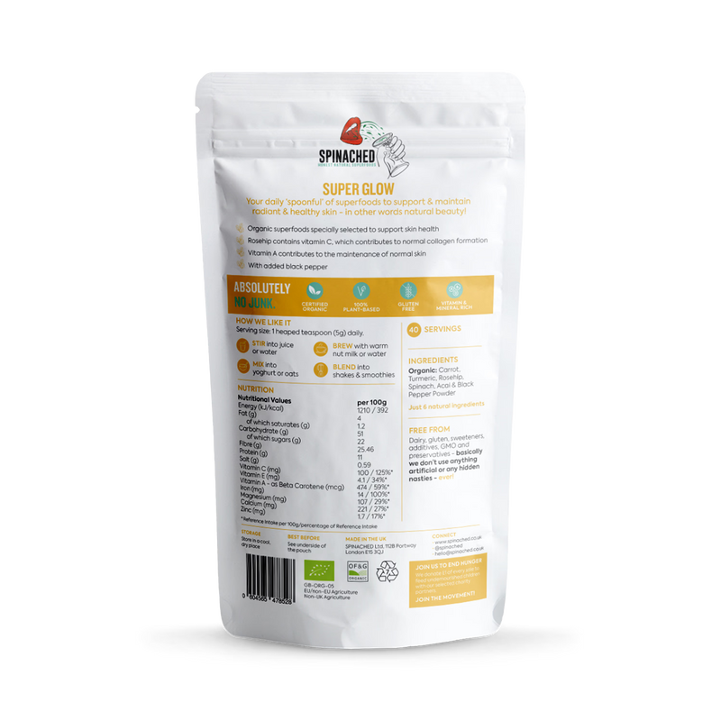Spinached Super Glow superfood powder 200g, UK version
