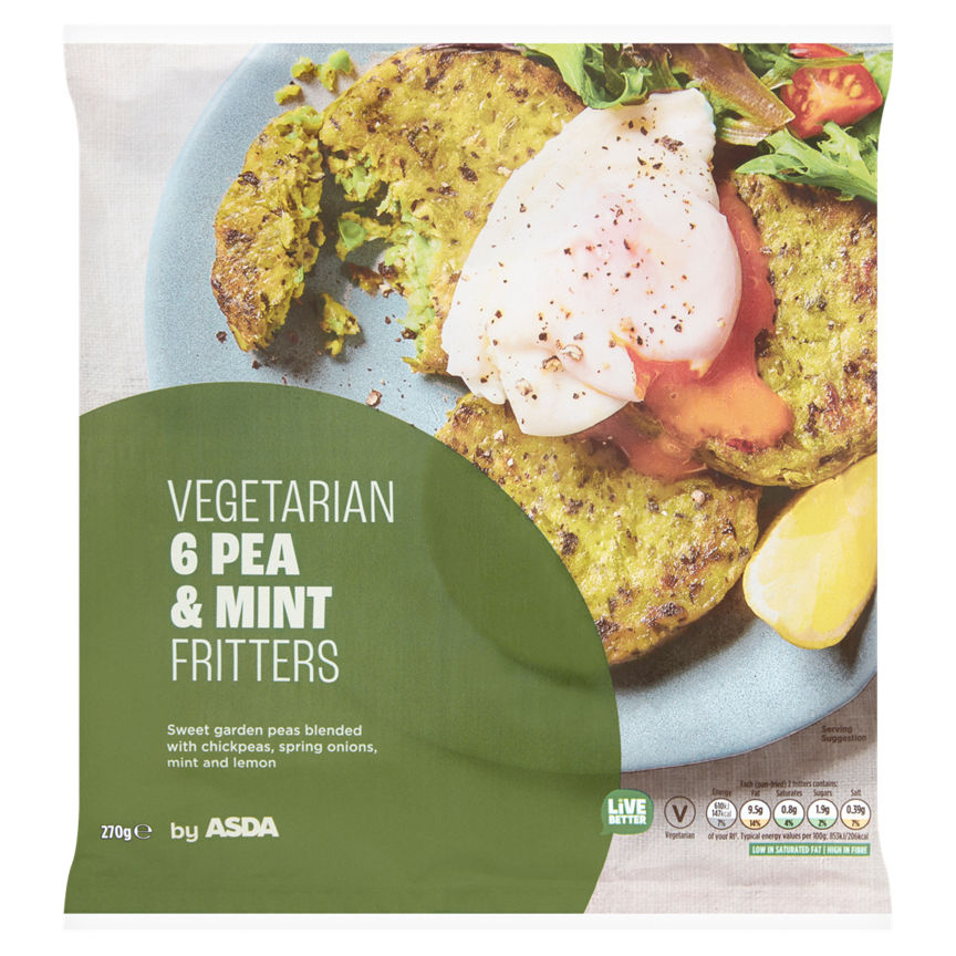 ASDA 6 Vegetarian Pea & Mint Fritters 270g - McGrocer