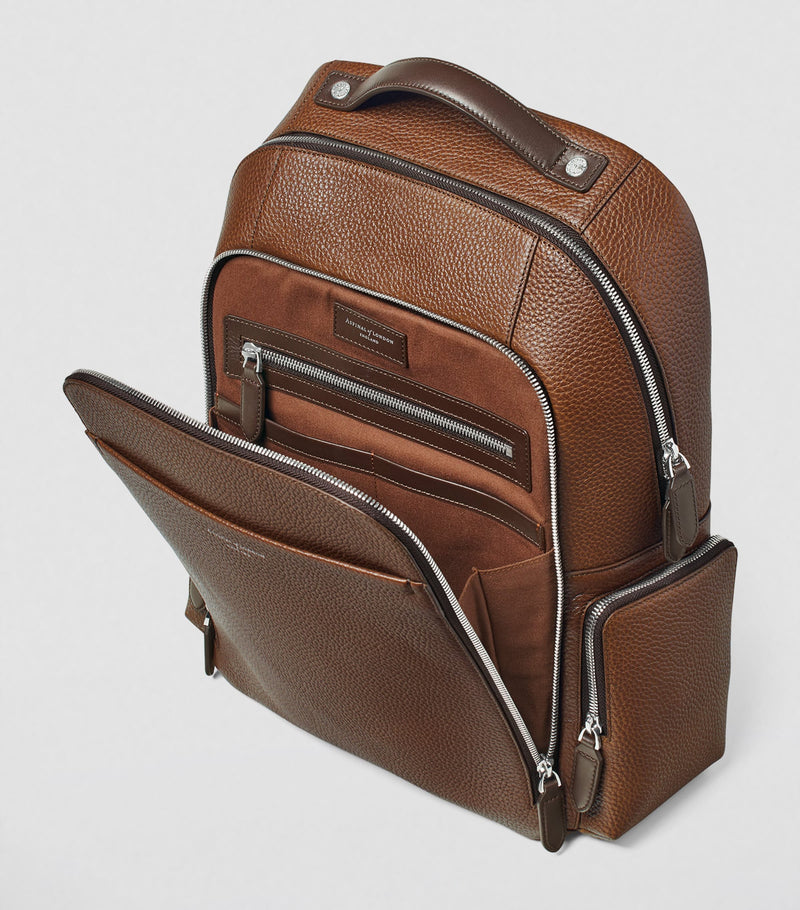 Aspinal of London Pebble Leather Reporter backpack, imported from the UK