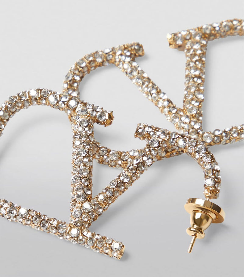 Valentino Garavani crystal VLogo earrings in brass, UK version
