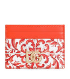 Dolce&Gabbana Majolica card holder in calfskin leather, imported from the UK