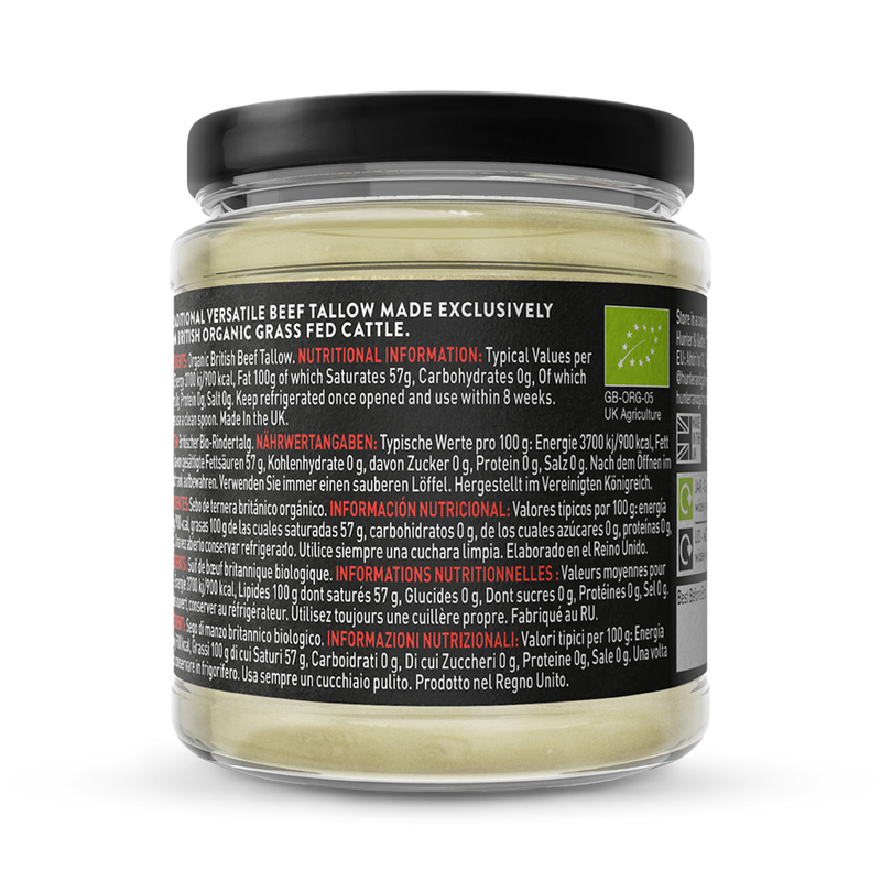 Hunter Gather organic beef tallow from grass fed cattle 300g, UK version