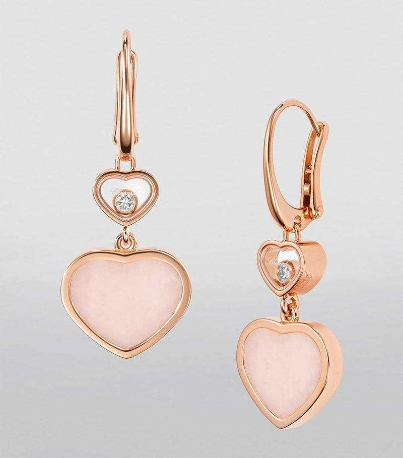 Chopard Happy Hearts earrings in rose gold opal and diamond, imported from the UK