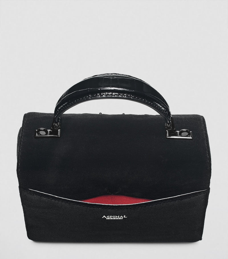 Aspinal of London Mayfair velvet embroidered top-handle bag (British brand)