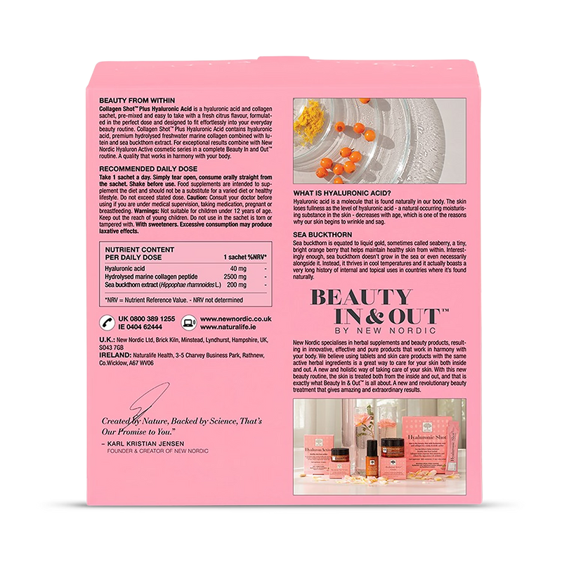 New Nordic Collagen Shot Fresh Citrus 15 Sachets, imported from the UK