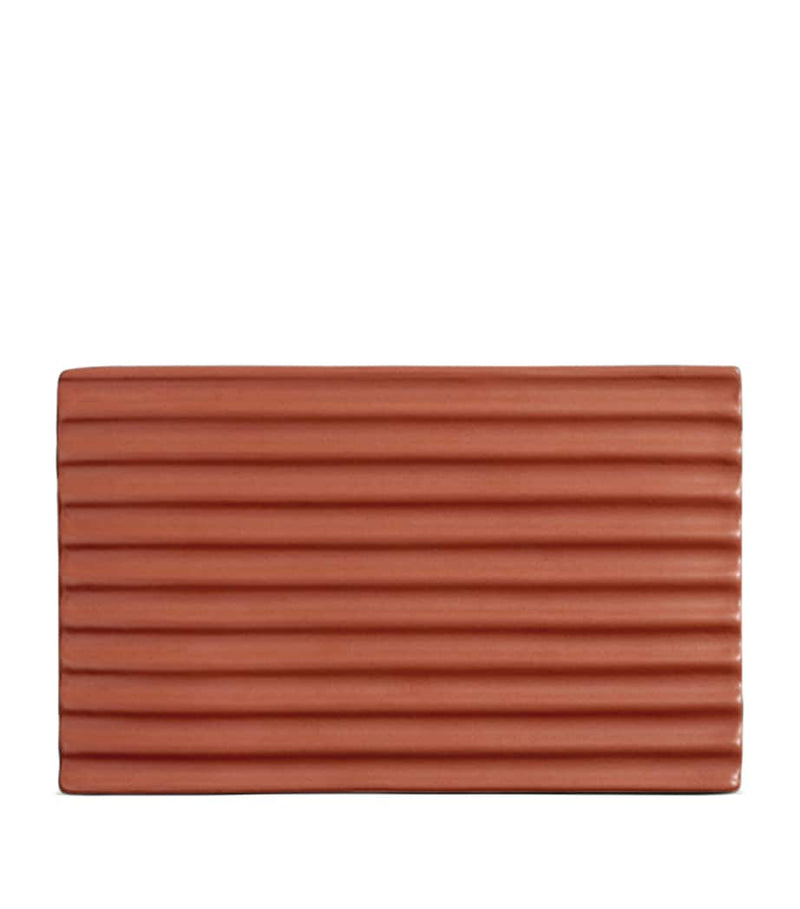 LOEWE terracotta soap dish with ribbed design and Anagram motif, UK version