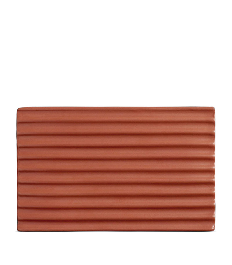 LOEWE terracotta soap dish with ribbed design and Anagram motif, UK version