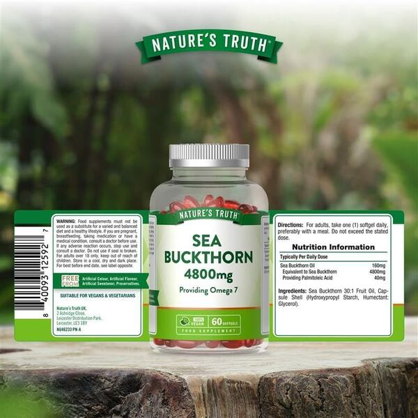 Natures Truth sea buckthorn supplement 4800mg 60 softgels - British product