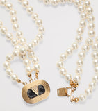 Valentino Garavani Ovalette necklace faux pearl crystal 42cm, imported from the UK