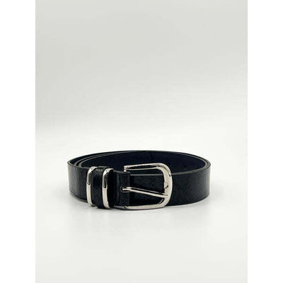 Superdrug SVNX Snake Print Belt with Silver Metal Buckle Black 105cm- Buy online at McGrocer