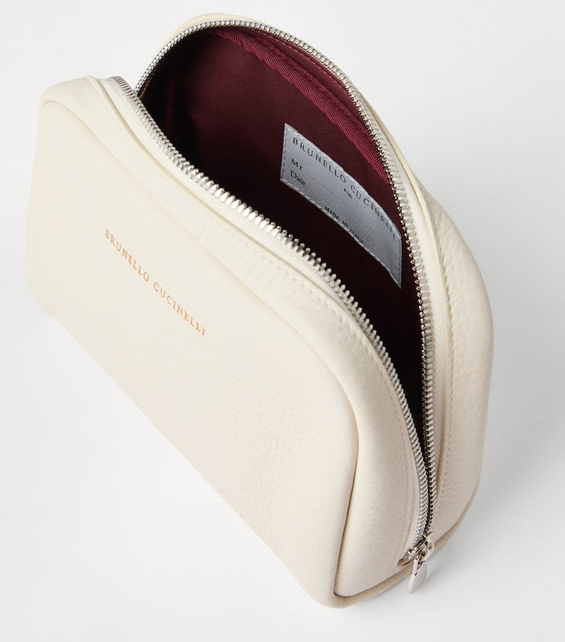 Brunello Cucinelli compact grained leather wash bag - British product