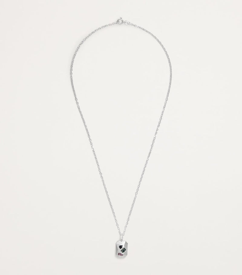 The Ouze sterling silver necklace with raw sapphires 50cm - British product
