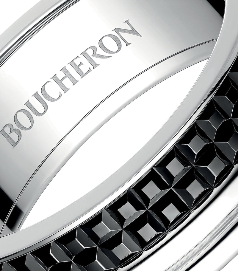 Boucheron large white gold Quatre black wedding band, imported from the UK