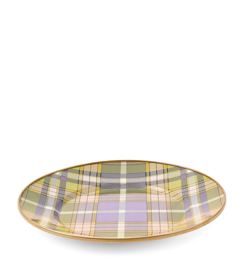 MacKenzie-Childs tartan violet dinner plate 25cm, imported from the UK