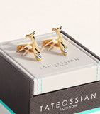 Tateossian gold-plated sterling silver Feng Shui fish cufflinks, UK version