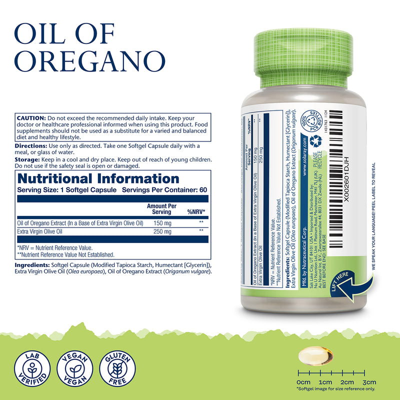 Solaray Oil of Oregano 150mg 60 capsules, UK version