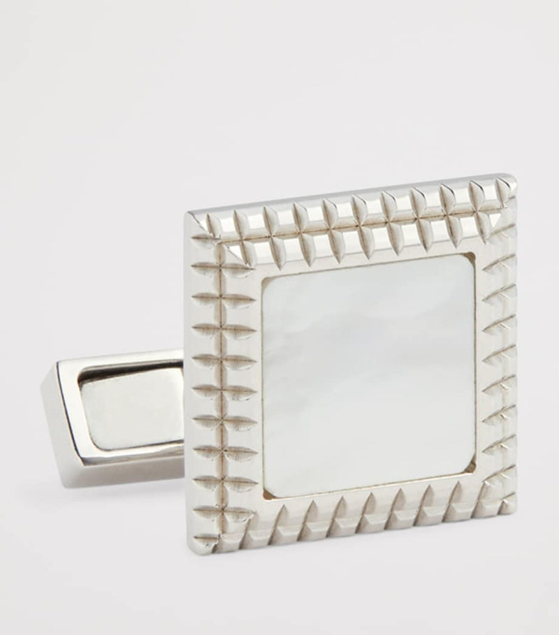 Dunhill sterling silver cufflinks with mother of pearl (British brand)